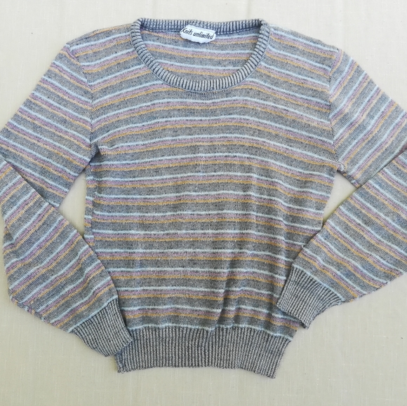 Vintage | Sweaters | Vintage Gray Striped Sweater | Poshmark